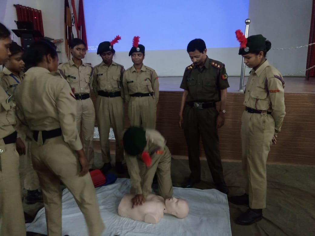 54 NCC cadets from our college along with Captain L K Jha participated in a one-day Basic Life Saving Support (CPR) training program held at Military Hospital Namkum in Ranchi.