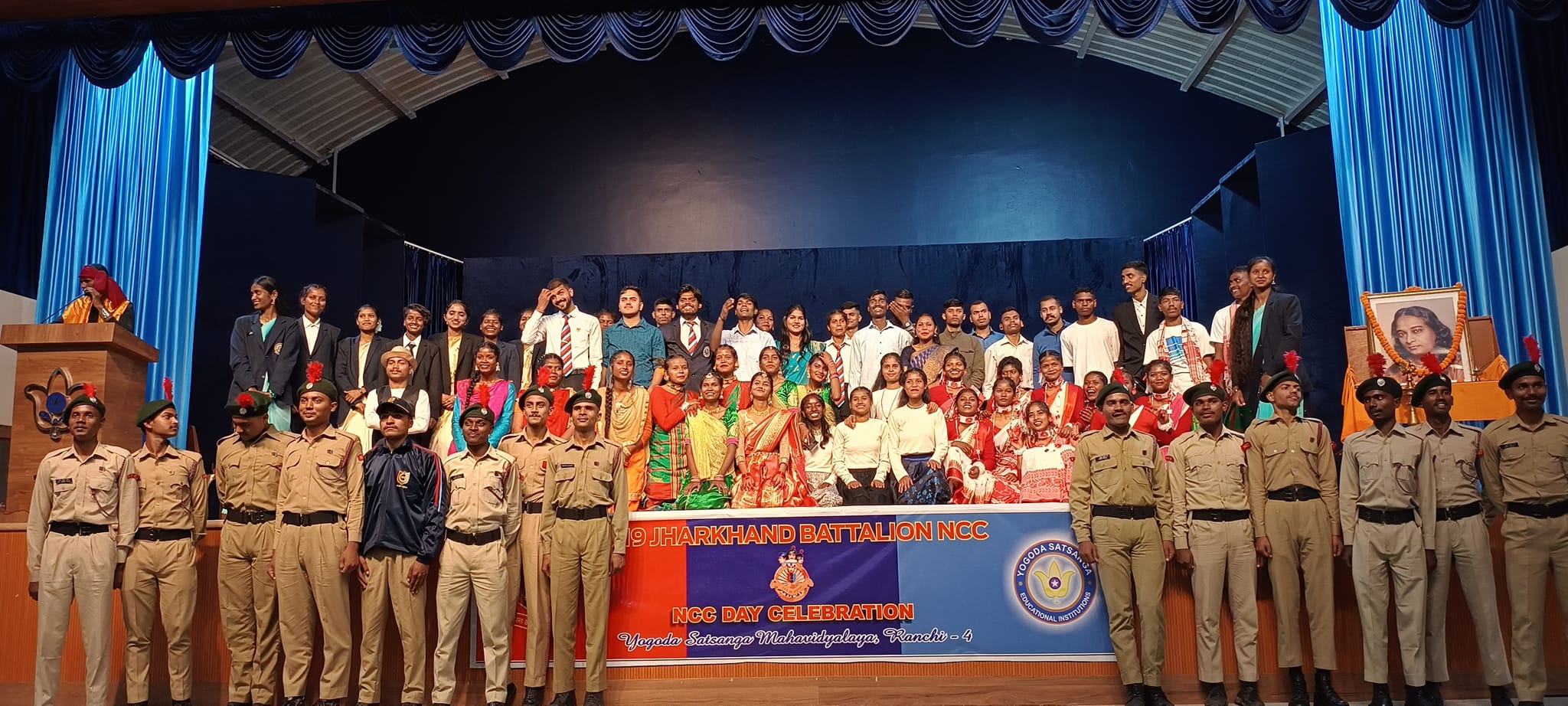 75th NCC Day was celebrated with pomp at Yogoda Satsanga Mahavidyalaya. Lt. Colonel R, Commanding Officer of 19 Jharkhand Battalion as Chief Guest on this occasion. 