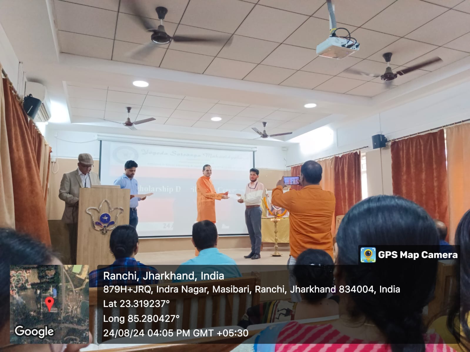The YSS scholarship distribution ceremony took place on 24/08/2024 in the YSM.  A total of Rs 1,00,000 was distributed to 13 students across different departments based on merit-cum-means.