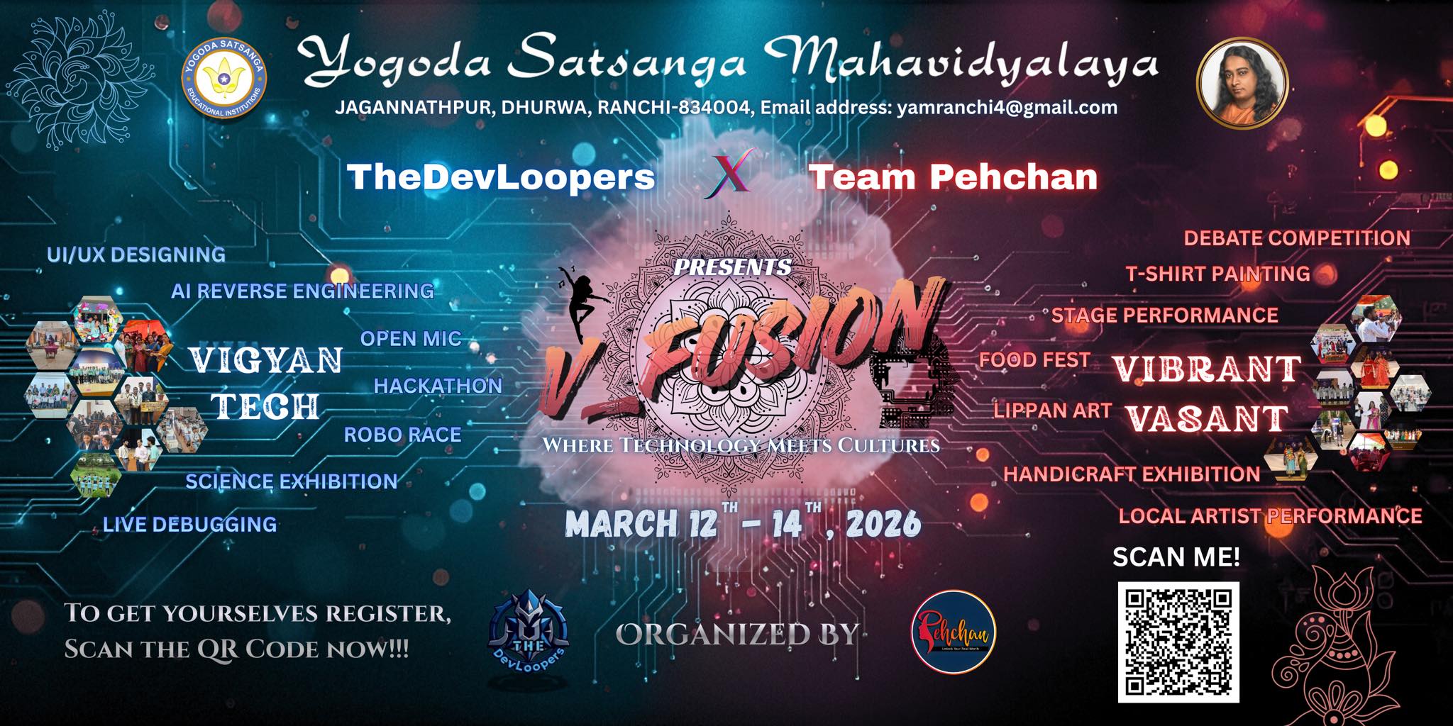 We are delighted to announce *V_Fusion 2026*, an Inter-College Tech Fest and Cultural Extravaganza, scheduled to be held on *12th, 13th, and 14th March 2026*